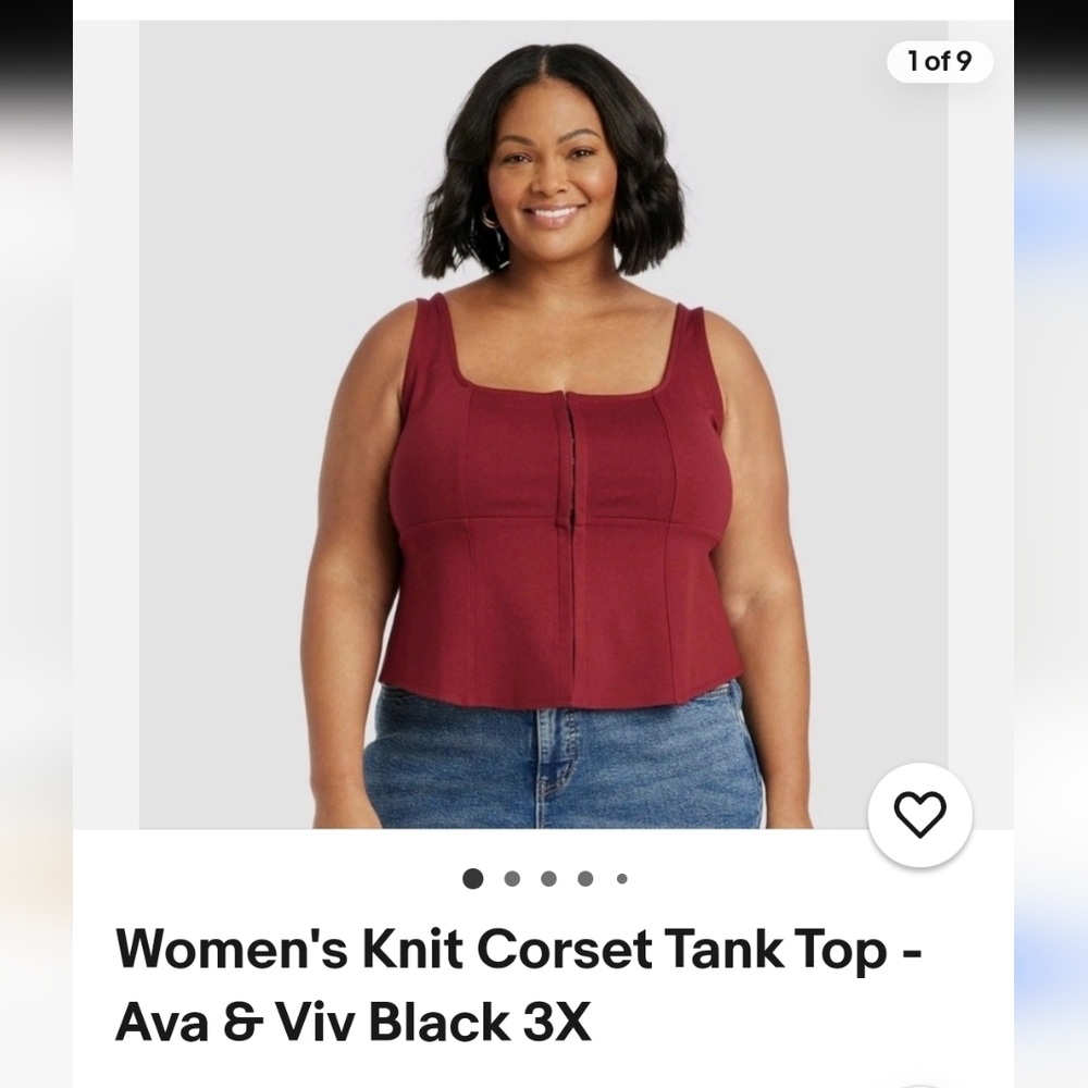 NWT Ava & Viv Womens Black Knit Corset Tank Top 3X - Picture 4 of 9
